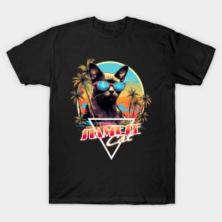 Retro Wave Siamese Cat Miami Shirt T-Shirt